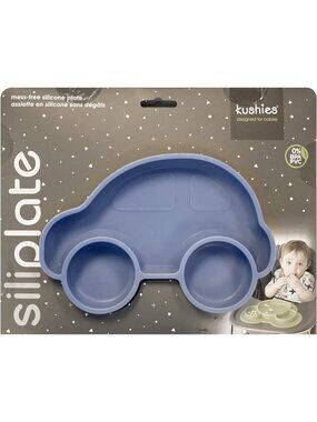 Kushies SILIPLATE Unbreakable, Fun Silicone Divided Plate w/ Suction for Baby &
